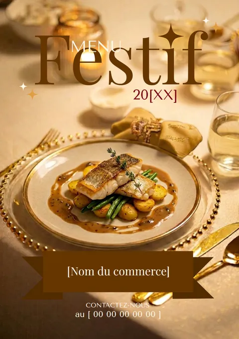 Menu festif traiteur, modèle n°26 Jaune, couverture