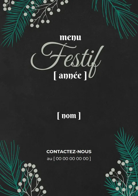 Couverture du dépliant de fêtes modèle n°20, Gris sur noir