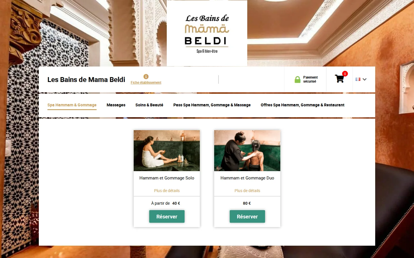 Site web - Les Bains de Mama Beldi