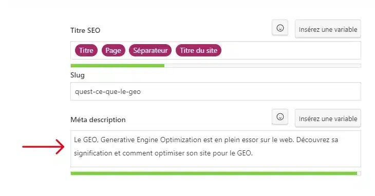 meta description yoast seo